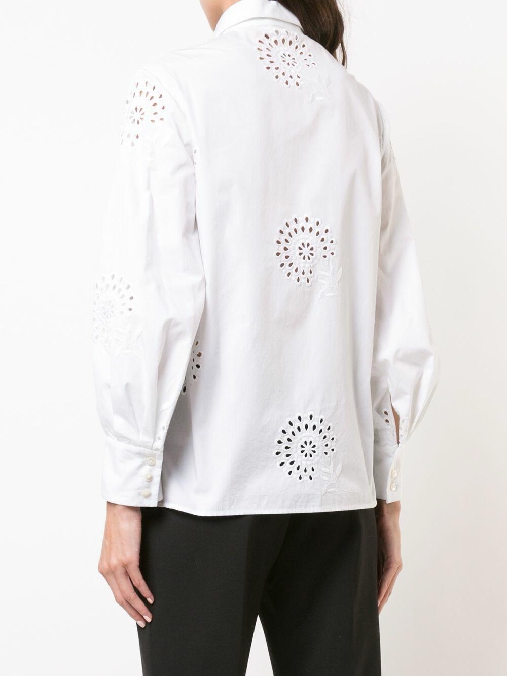 Carolina Herrera Mitchell White Eyelet Cotton Button-Down Blouse size 4